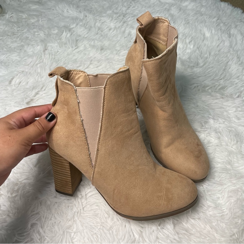 Beige Heel Chase + Chloe Ankle Boots